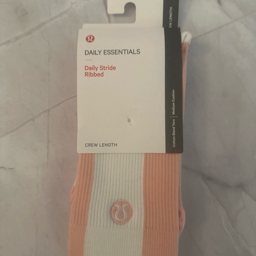 lululemon Daily Stride Ribbed Crew Socks - Pink and White